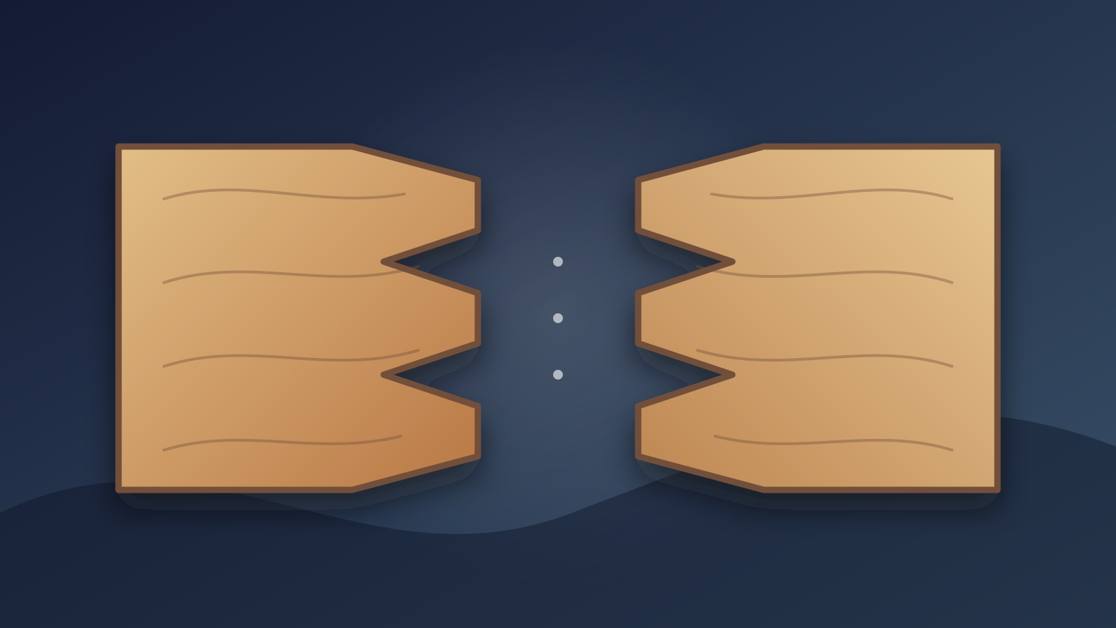 Built to Last Conceptual illustration of two wooden dovetail profiles facing before assembly